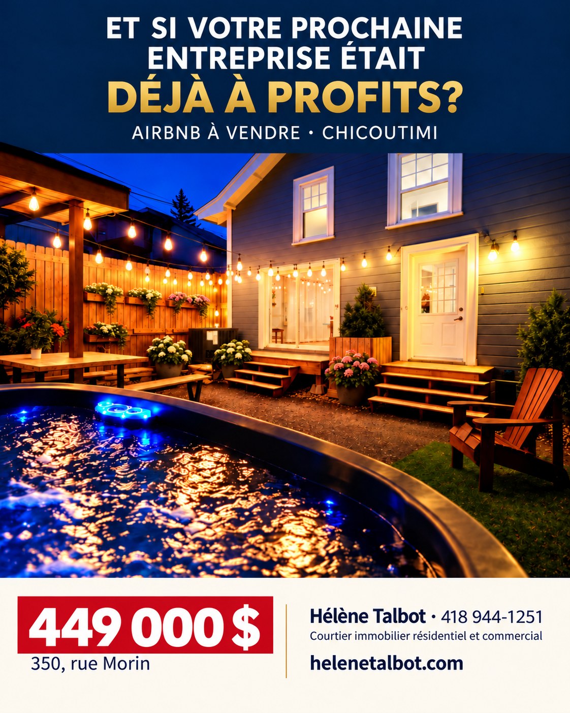 Cour avec spa du commerce offert au 350, rue Morin